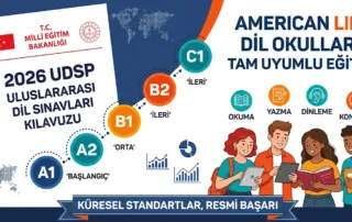 MEB 2026 Uluslararası Dil Sınavları Programı (UDSP) ve American LIFE CEFR Uyumu İnfografiği